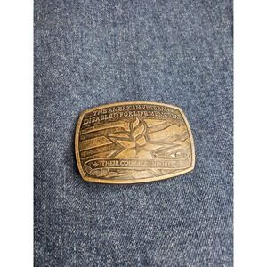 American Veterans Dimpled Military Brass Belt Buckle - Patriotic USA